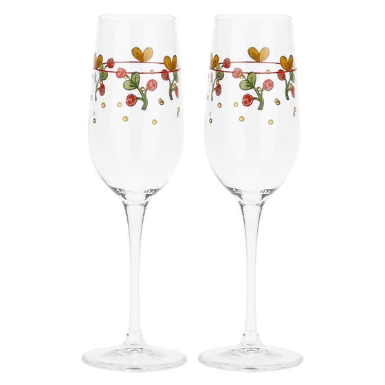 Sweet Christmas set of 2 Champagne flutes