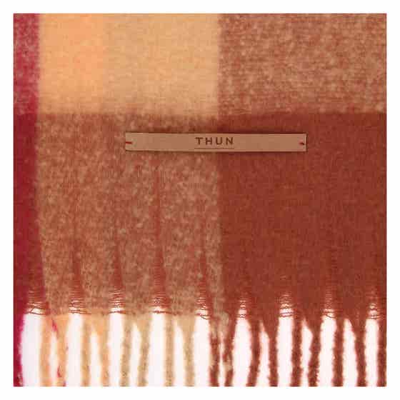 Checked polyester scarf with fringes