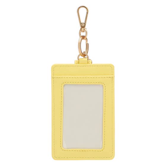 Card holder with hook in eco-leather, yellow