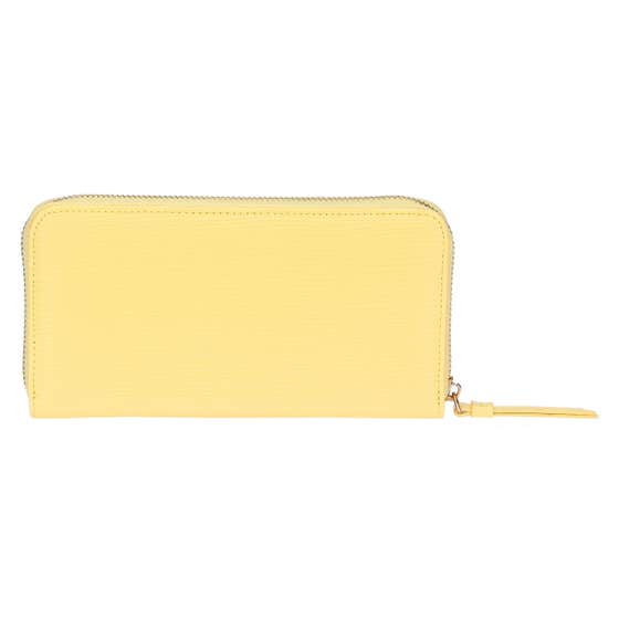 Faux leather wallet with zip closure, yellow