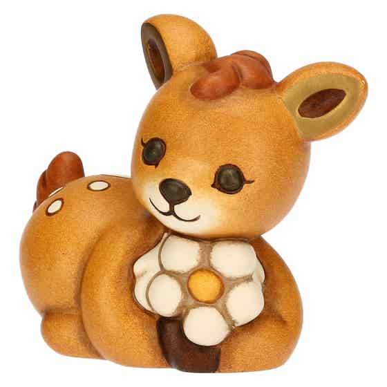 AbbracciAMI ceramic Amy fawn with flower, small