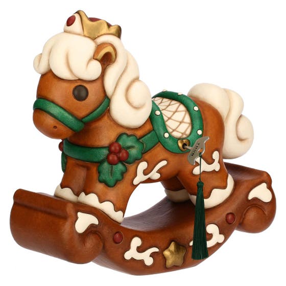 Large ceramic rocking horse music box