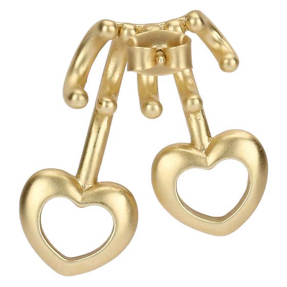 Pin earrings with two hearts