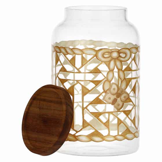 AbbracciAMI gla&szlig; Biscuit jar