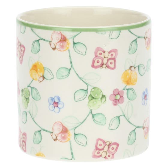 Vase in stoneware with butterflies and ladybird