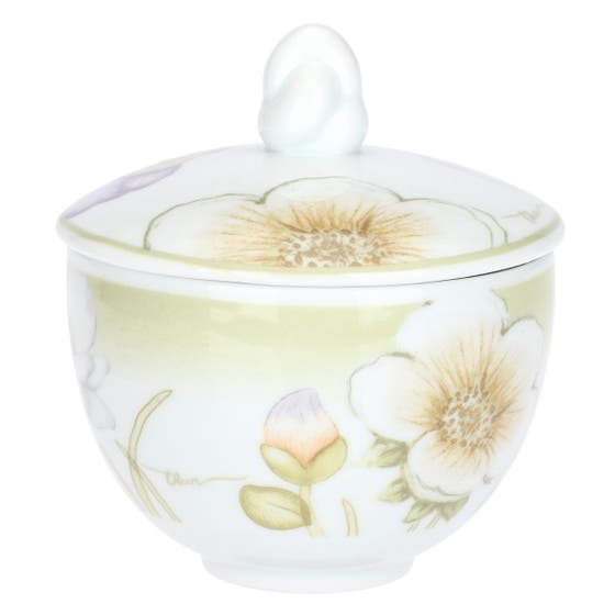 Country Bloom porcelain sugar bowl with spoon