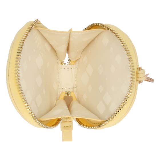 Round key ring with zip in eco-leather, yellow