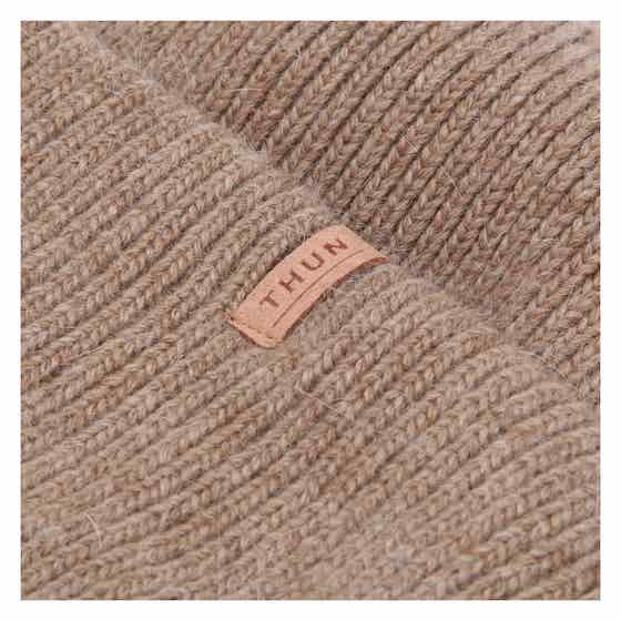 Wool Blend Ribbed Beanie, Taupe
