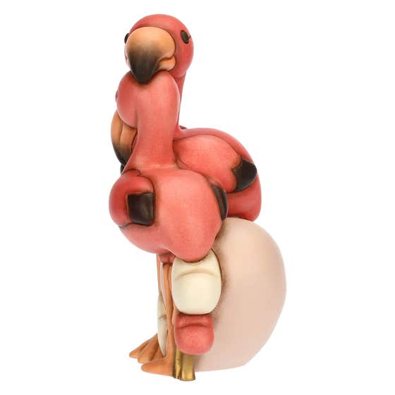 Pair of ceramic flamingos with hearts, maxi