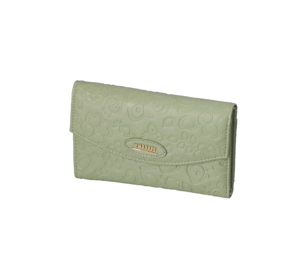 Sempre con me aqua green faux leather wallet with button closure