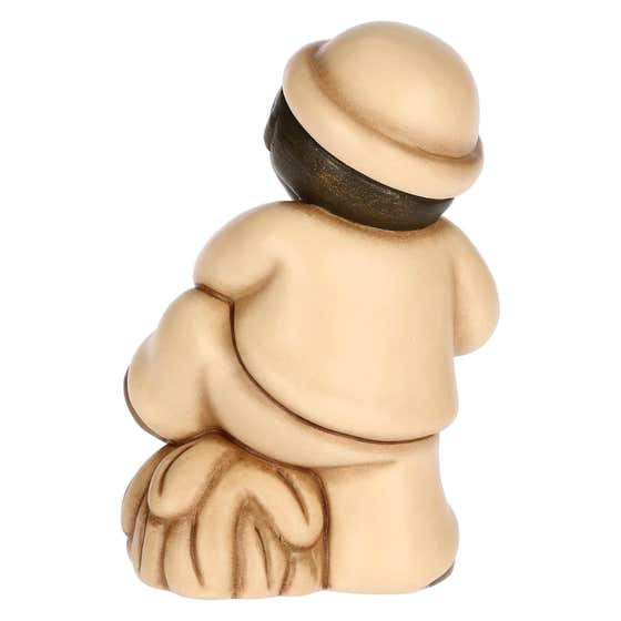 Presepe Cla&szlig;ico ceramic man with pitch fork and hay