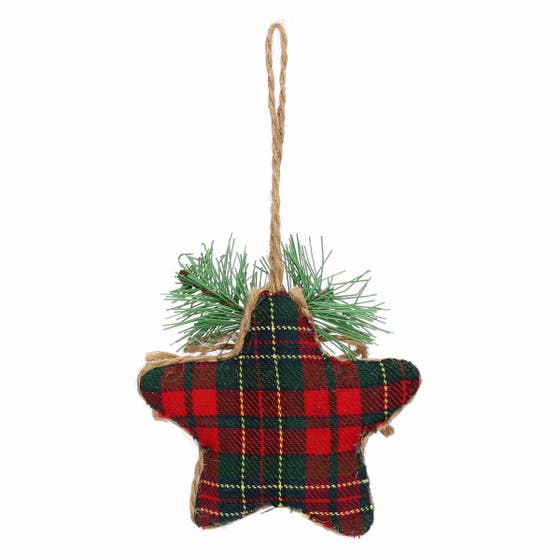 Set of 4 star-shaped fabric Christmas decorations
