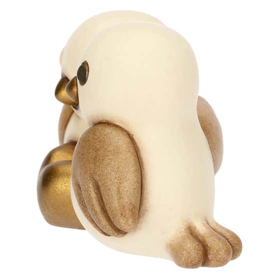 Pair of ceramic sparrows with hearts, mini