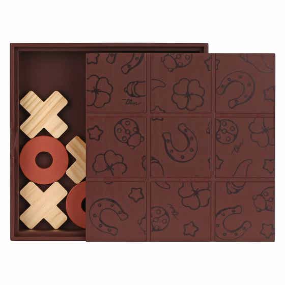 Wooden and ceramic "Tic-Tac-Toe" game