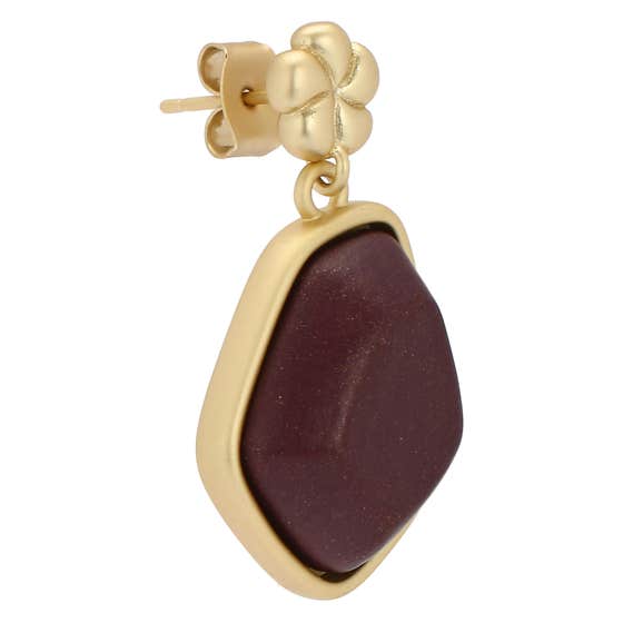 Ceramic stone and flower pendant earrings