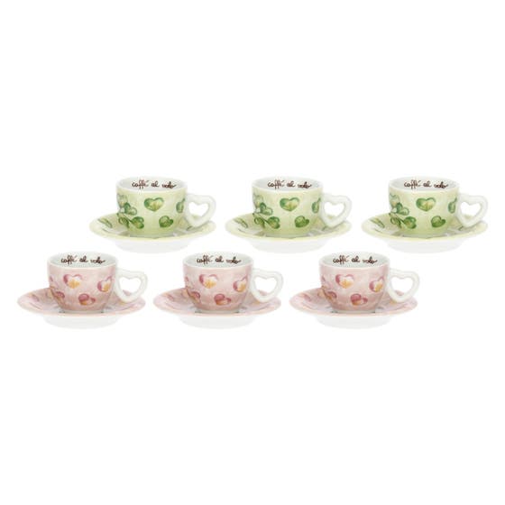 Set of 6 espre&szlig;o cups Hearts in bloom