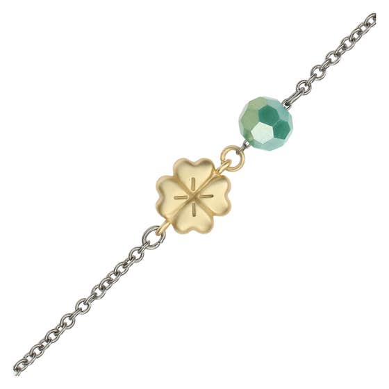 Bracelet with four-leaf clover and bead