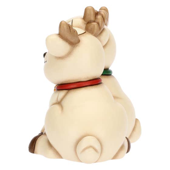 Ceramic Robin Reindeer pair hugging