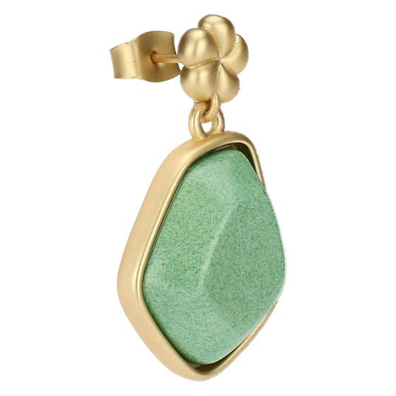 Dangle earrings with flower and stone