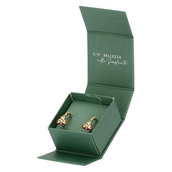 Hoop earring with ladybird and rhinestones