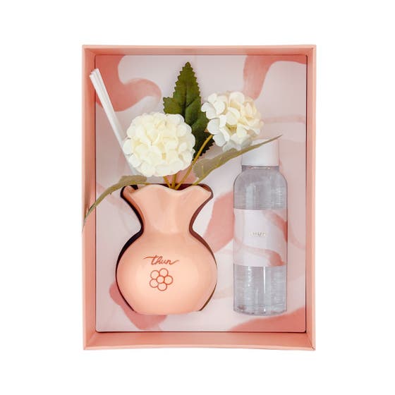 Mini diffuser gift box with flowers, peach