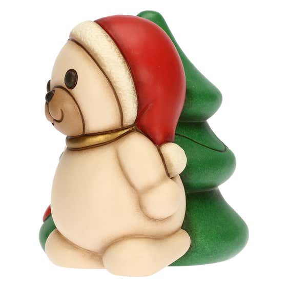 Ceramic Teddy with Christmas tree, medium