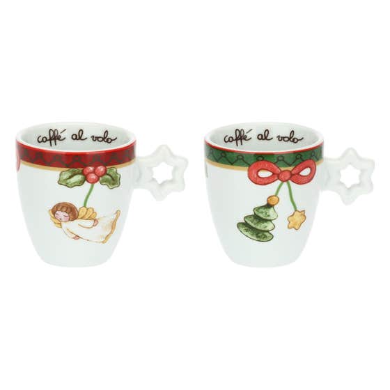 Set of 2 Magico Natale coffee cups with sugar bowl
