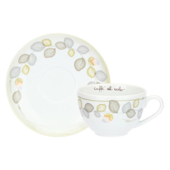 Set of 2 Country Bloom porcelain breakfast cups and saucers