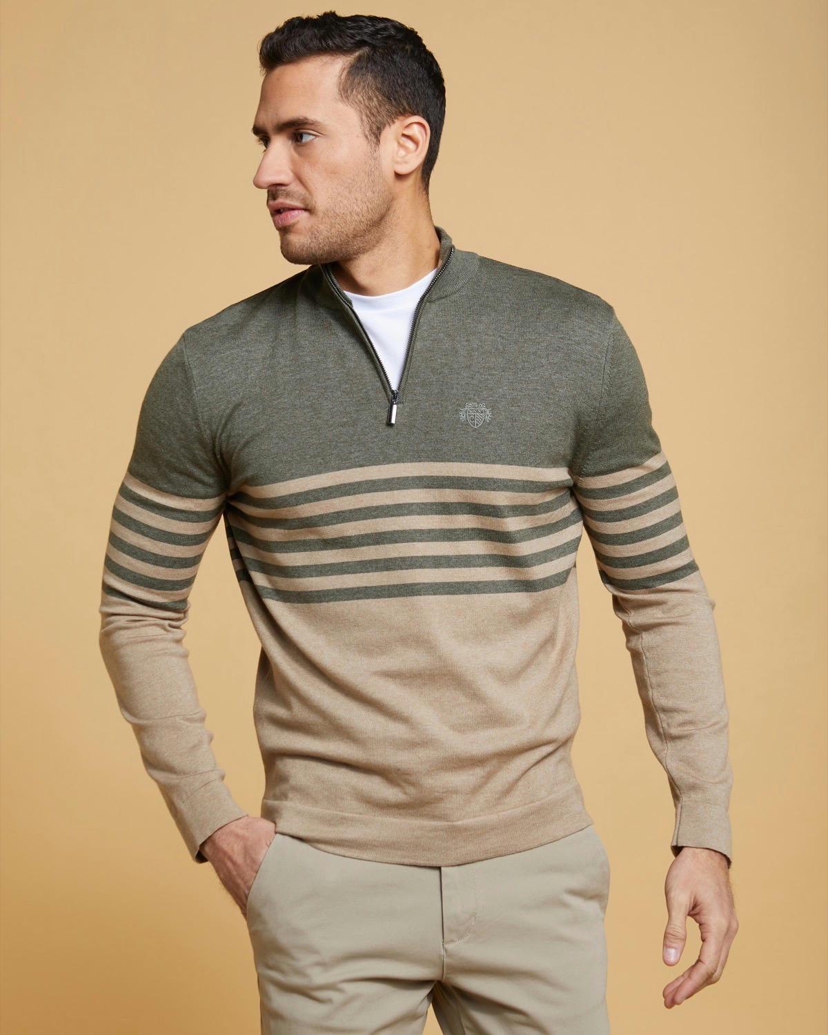 Paul Costelloe Living Half Zip Stripe Knitted Jumper