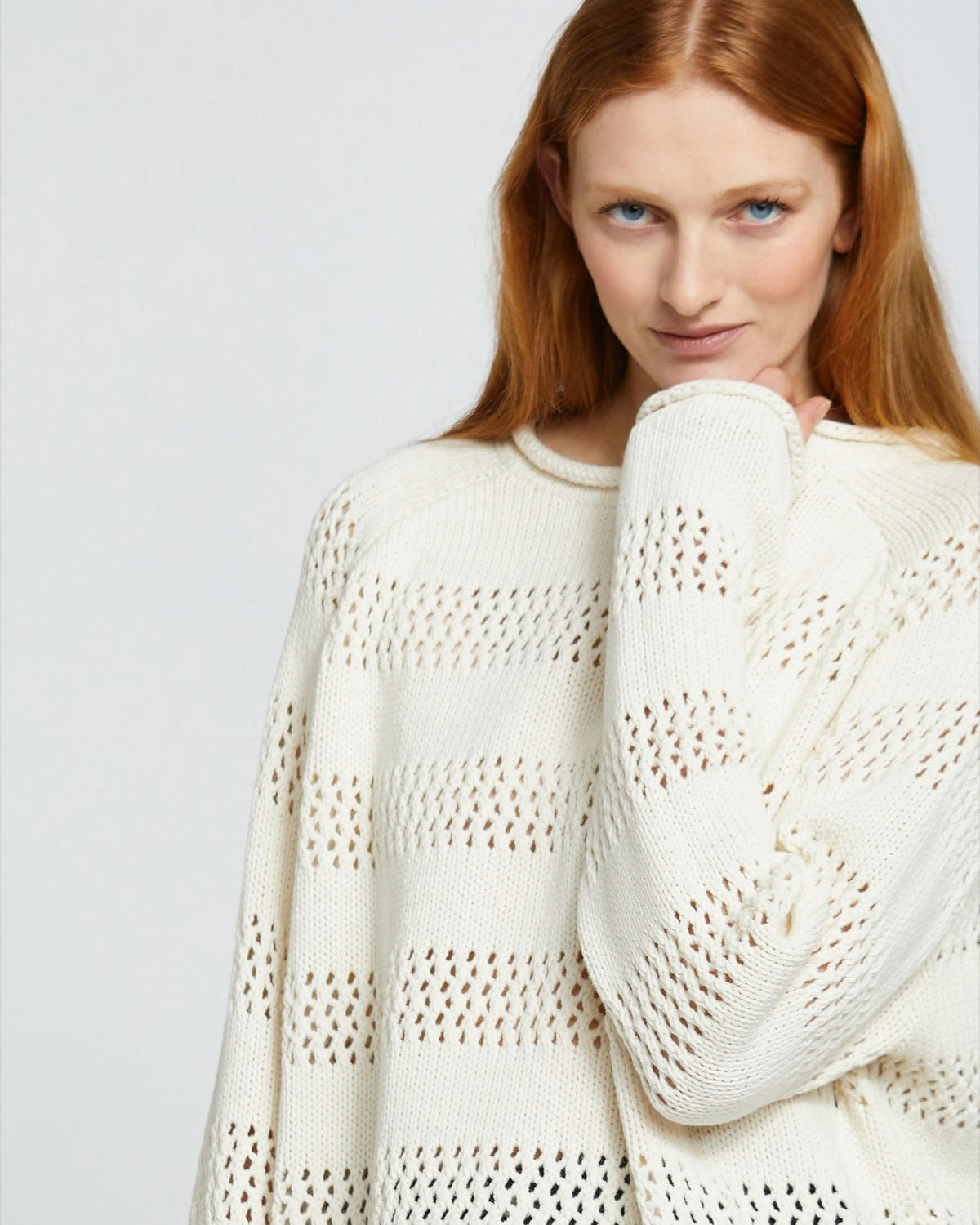 Carolyn Donnelly The Edit Lacey Cotton Blend Stitch Sweater