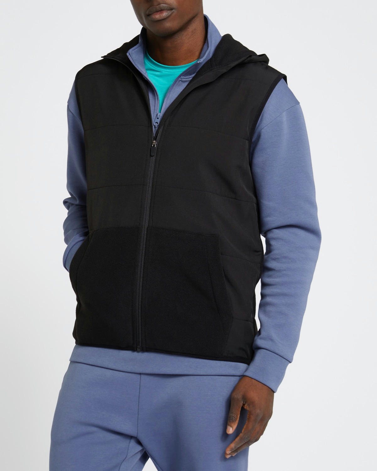 Woven Panel Fleece Gilet