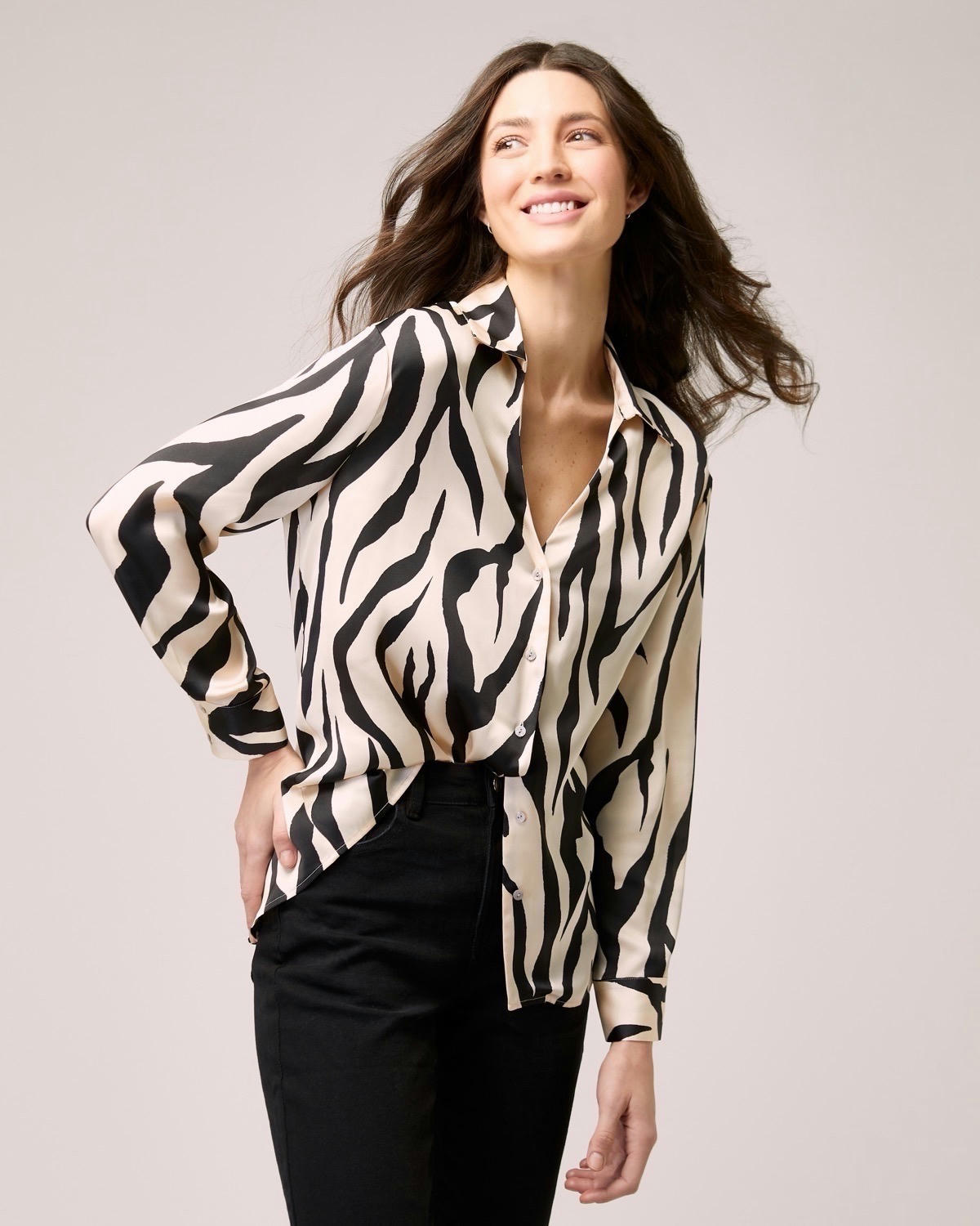 Mono Print Satin Shirt