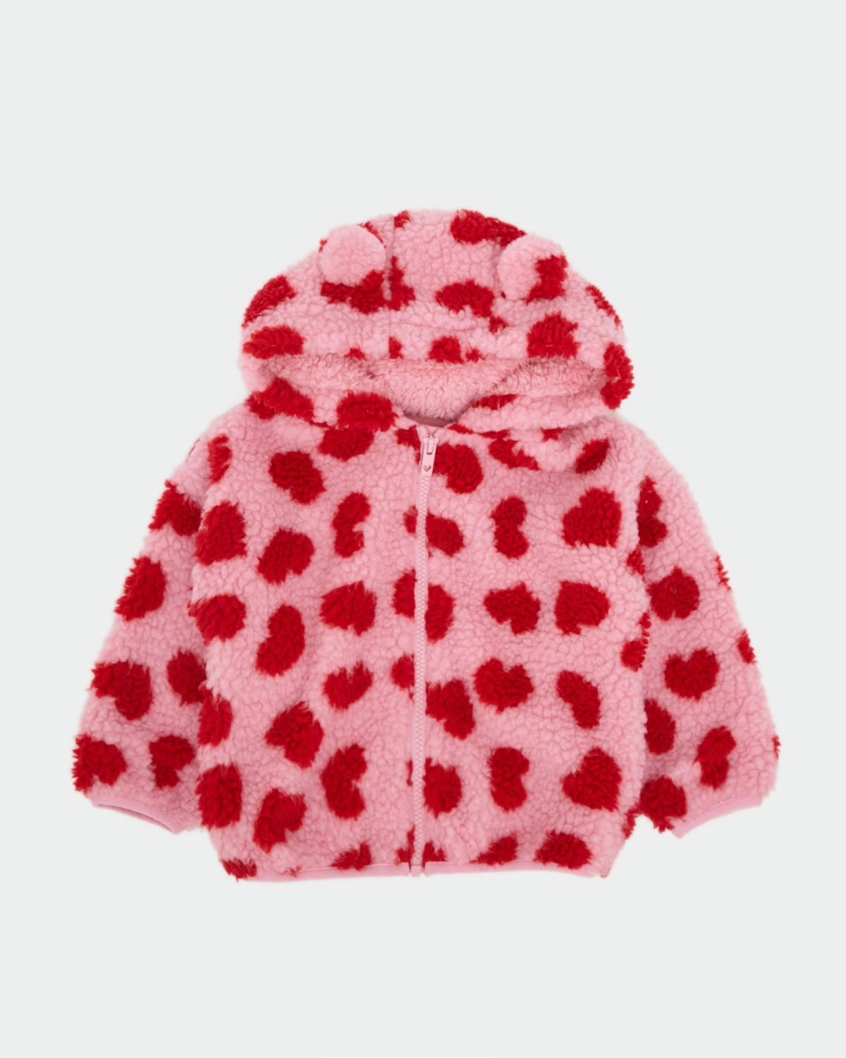 Heart Print Borg Zip Through Hoodie (3 months-4 years)