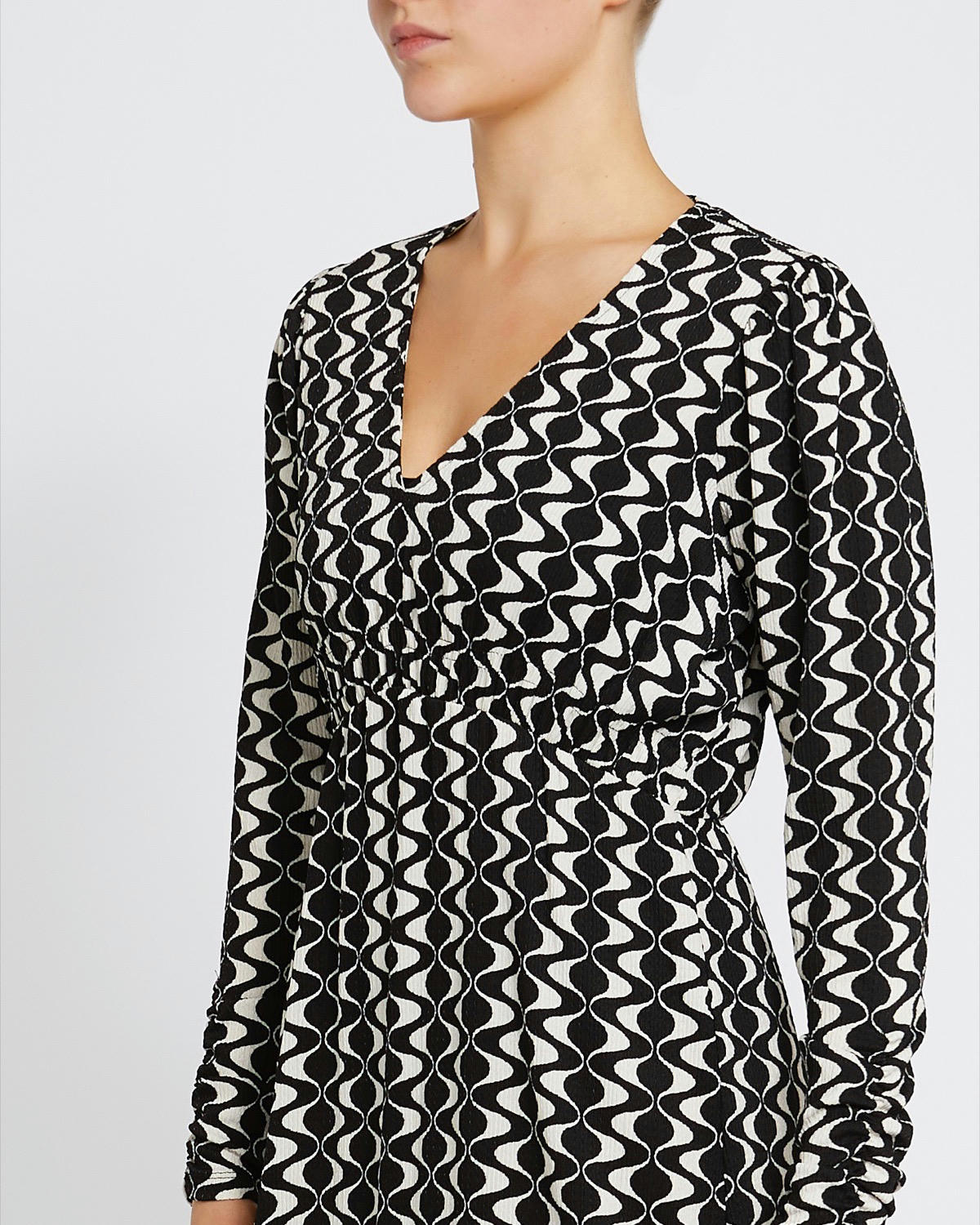 Shirred Waist Midi Jersey Dress