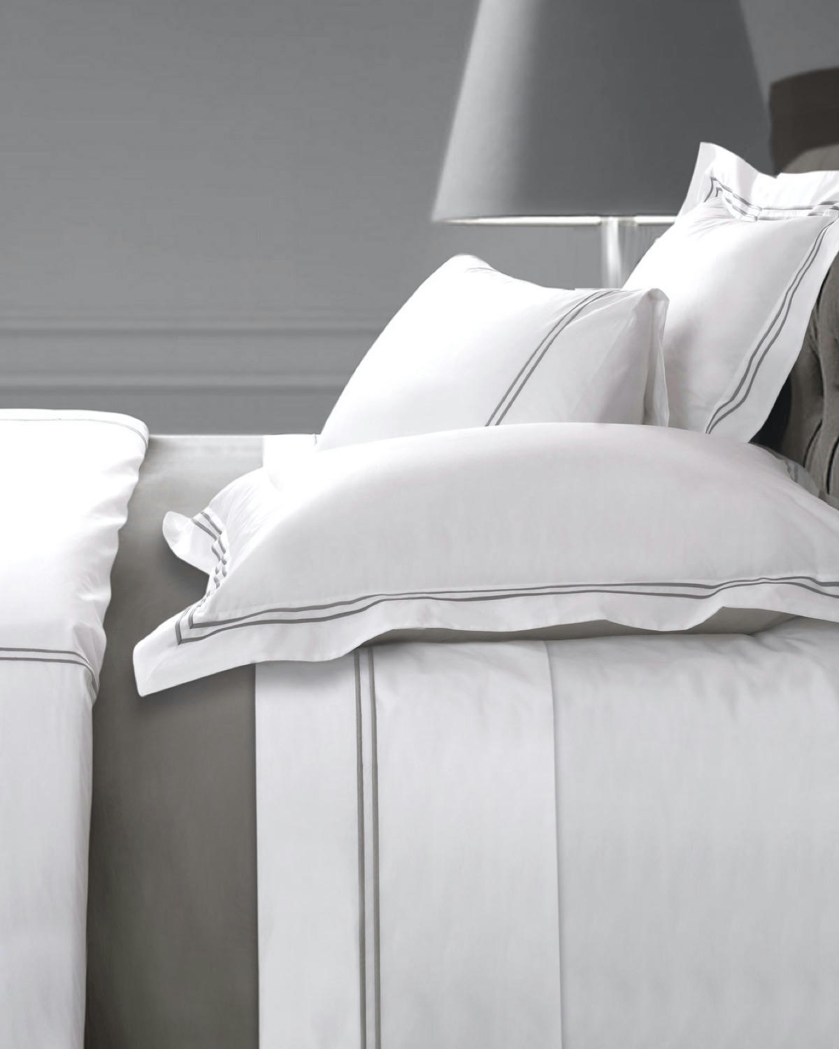 Francis Brennan the Collection Grey Euro Double Stripe Pillowcase