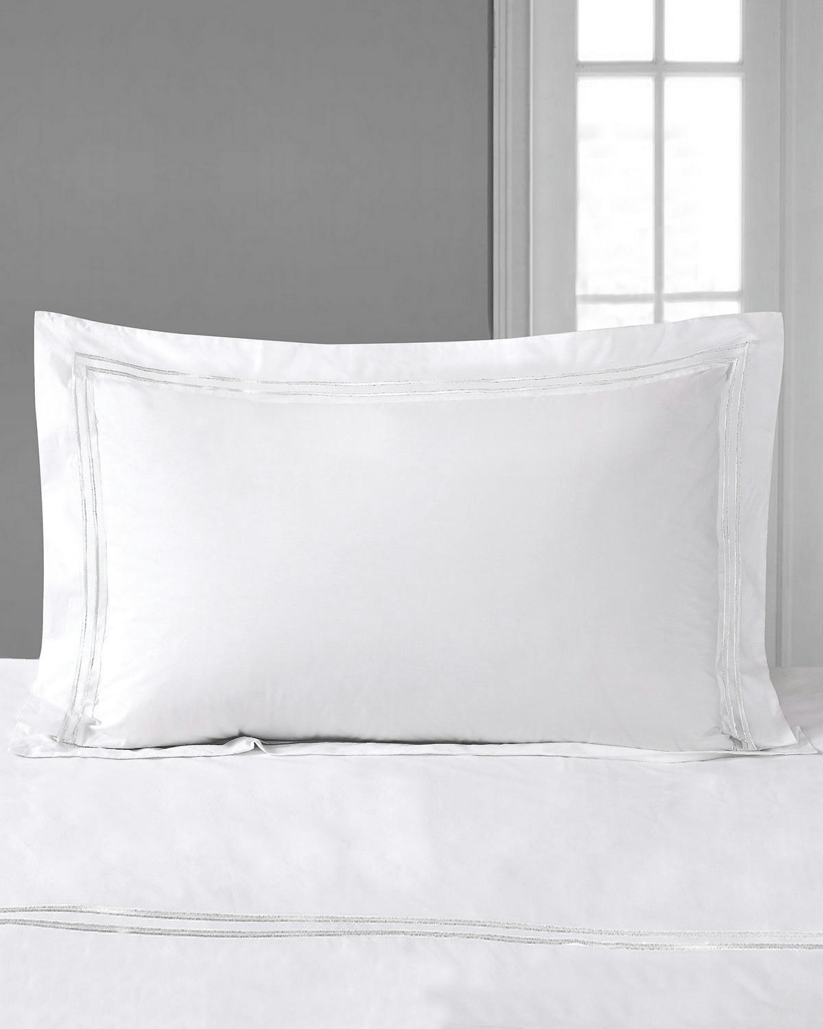 Francis Brennan the Collection White Stripe Oxford Pillowcase