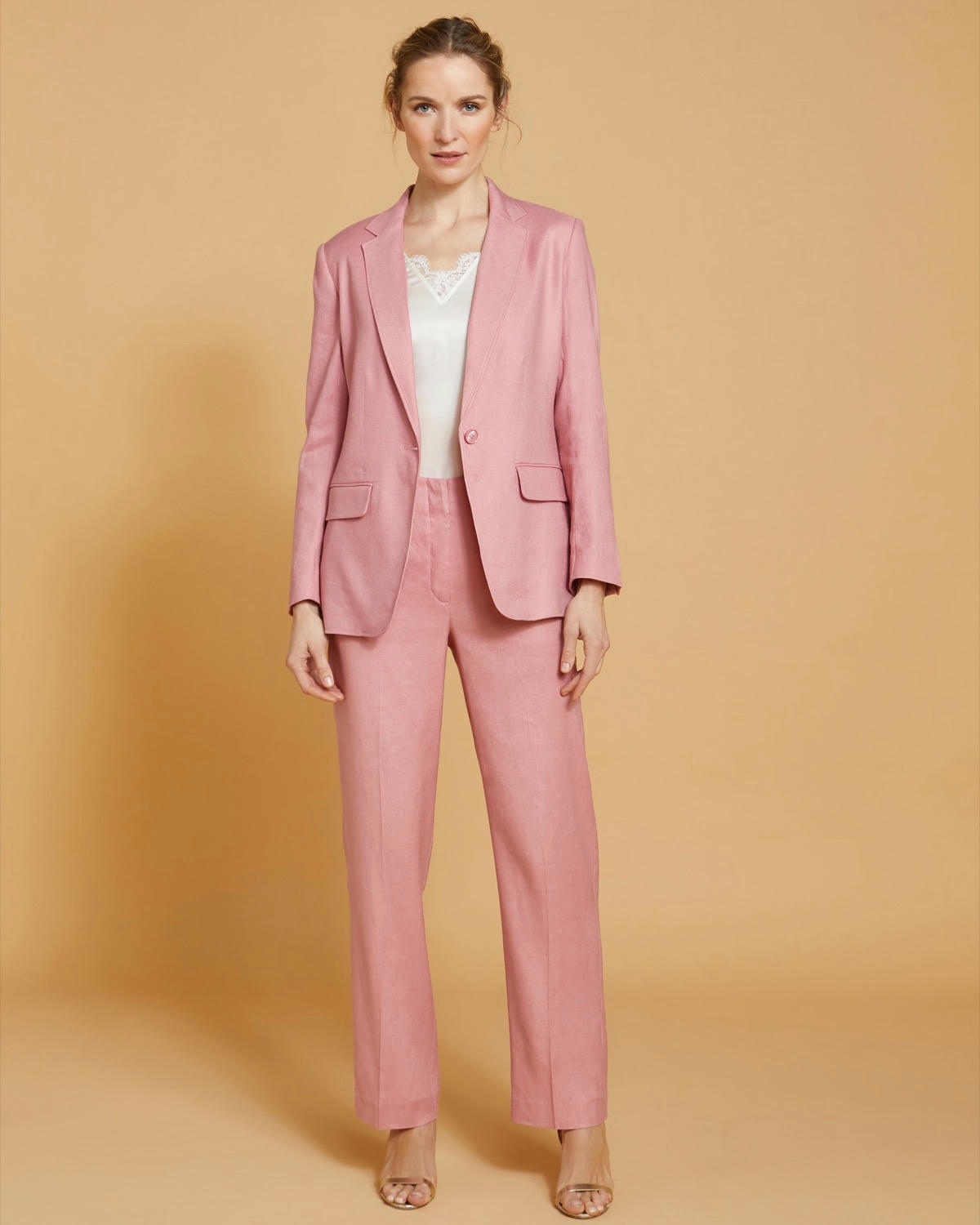 Paul Costelloe Living Studio Pink Linen Suit Trousers