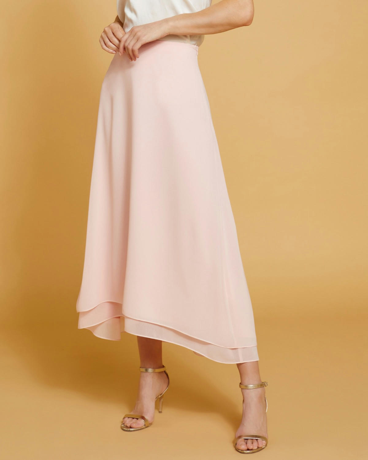 Paul Costelloe Living Studio Pink Layered Midi Skirt