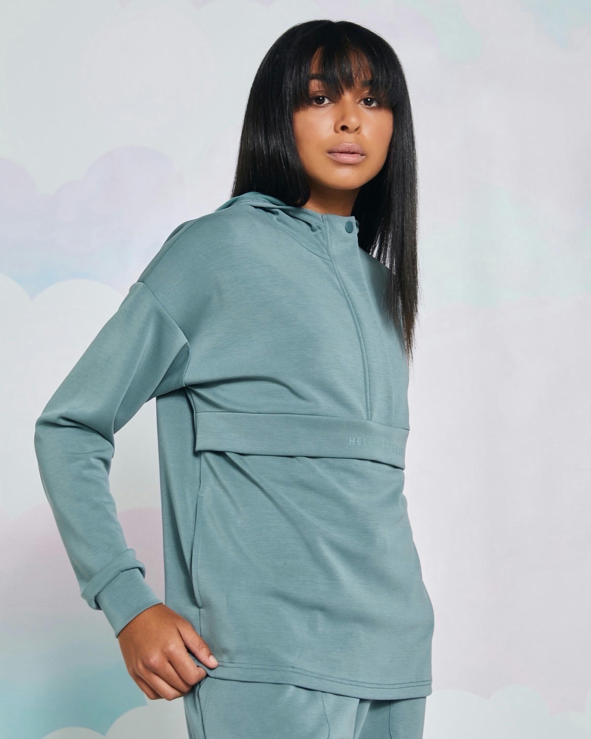 Helen Steele Sage Soft Touch Half Zip Hoodie