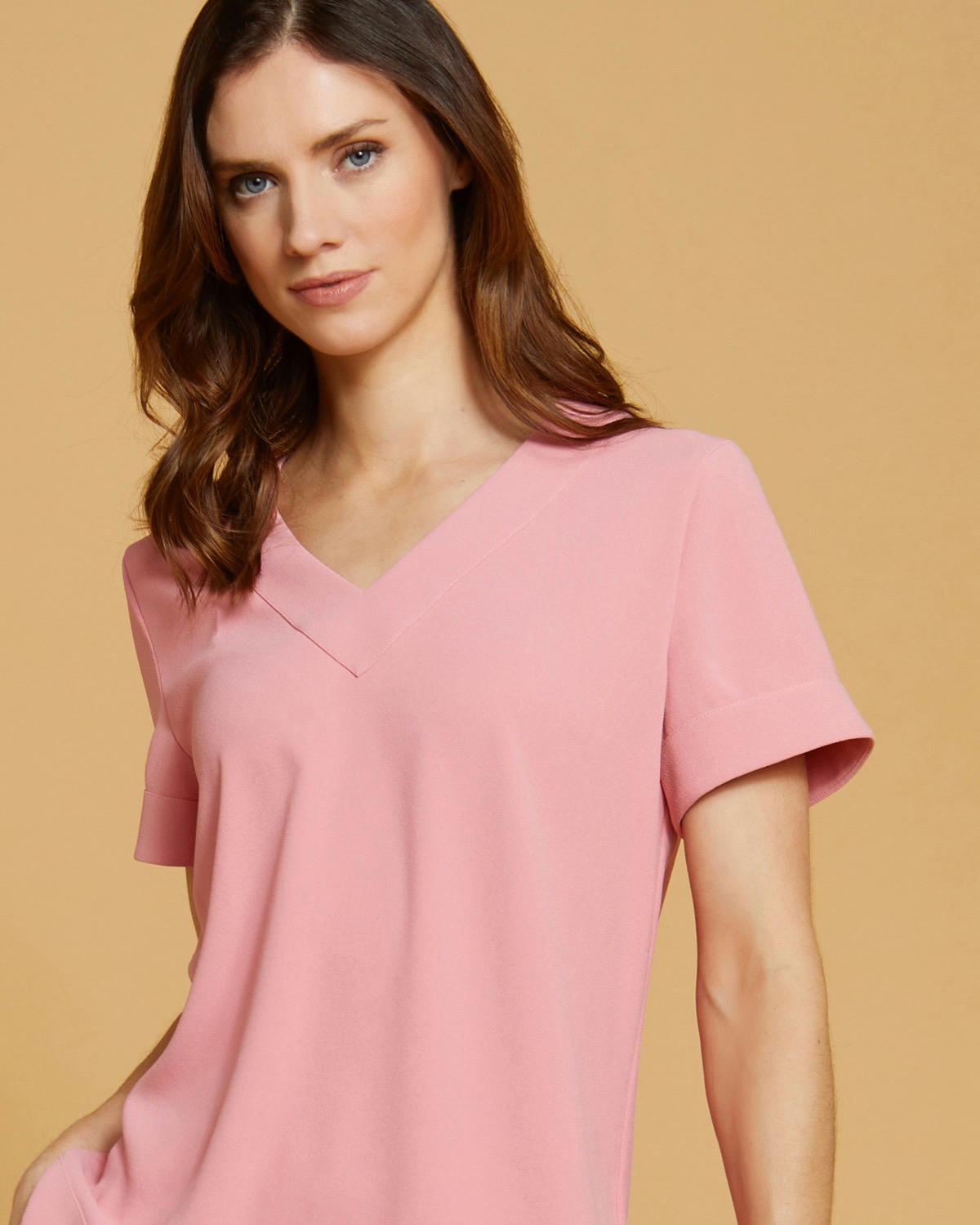 Paul Costelloe Living Studio Pink Shell V-Neck Top