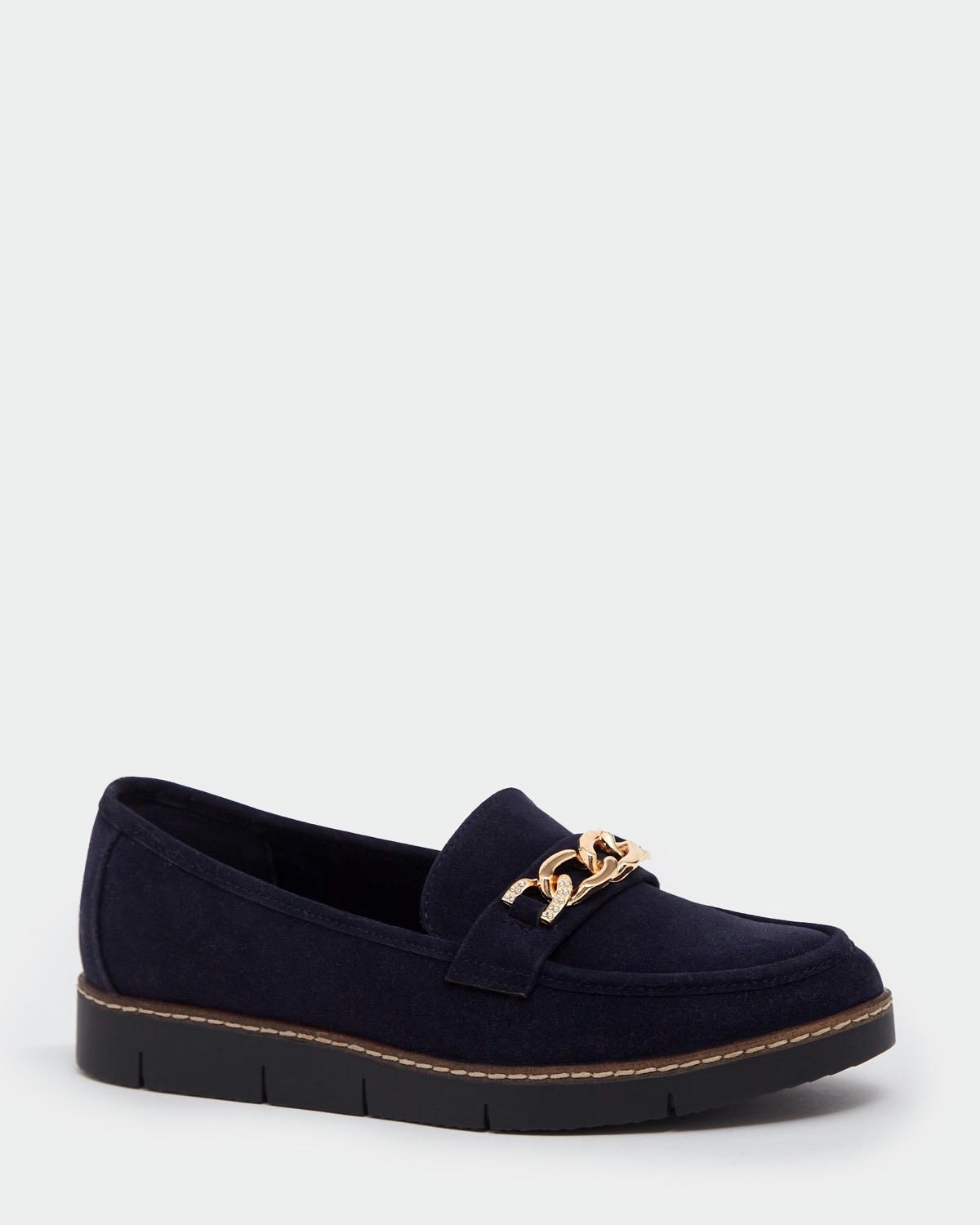 Chain Low Wedge Loafer Shoe