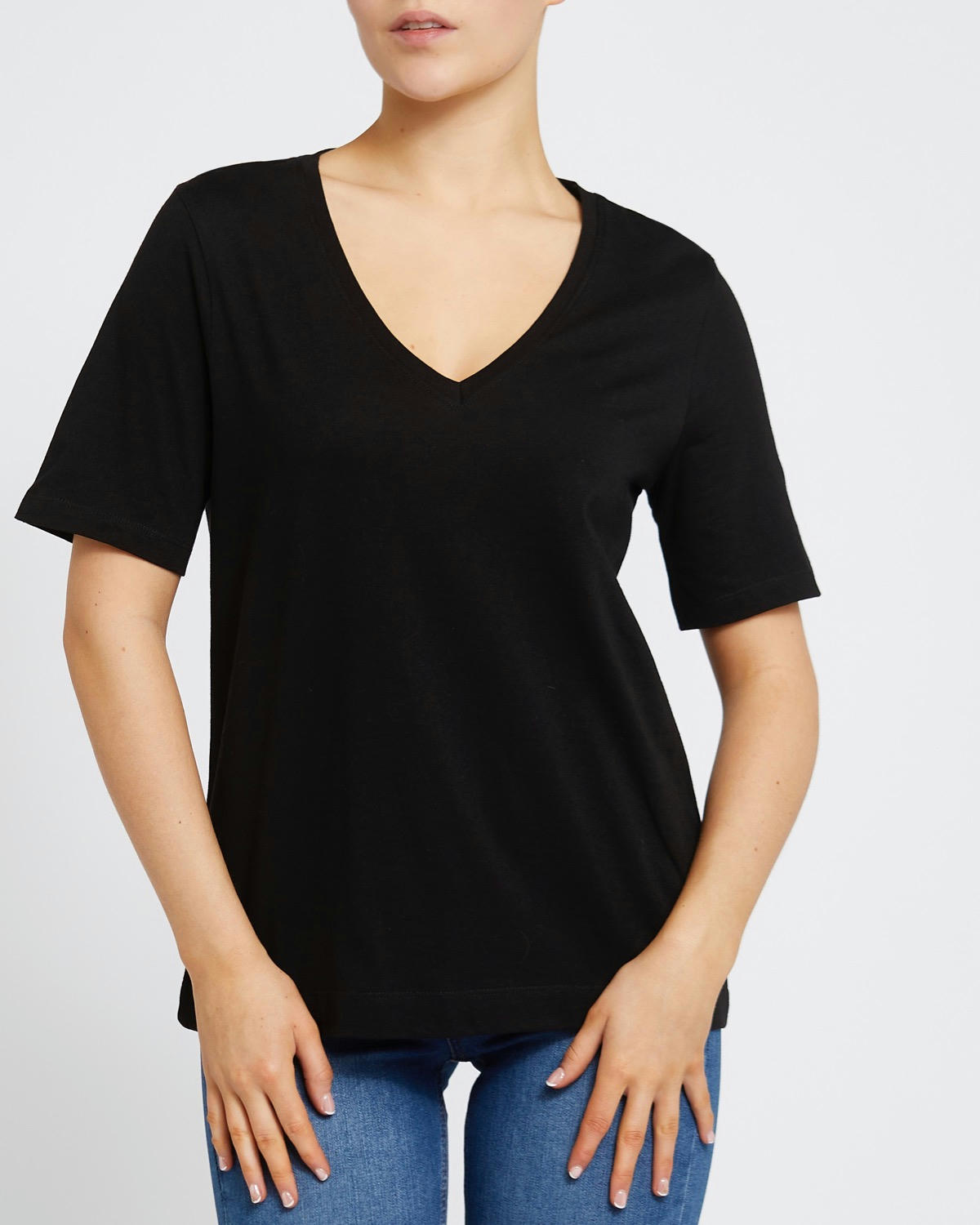 Straight Fit V-Neck Cotton T-Shirt