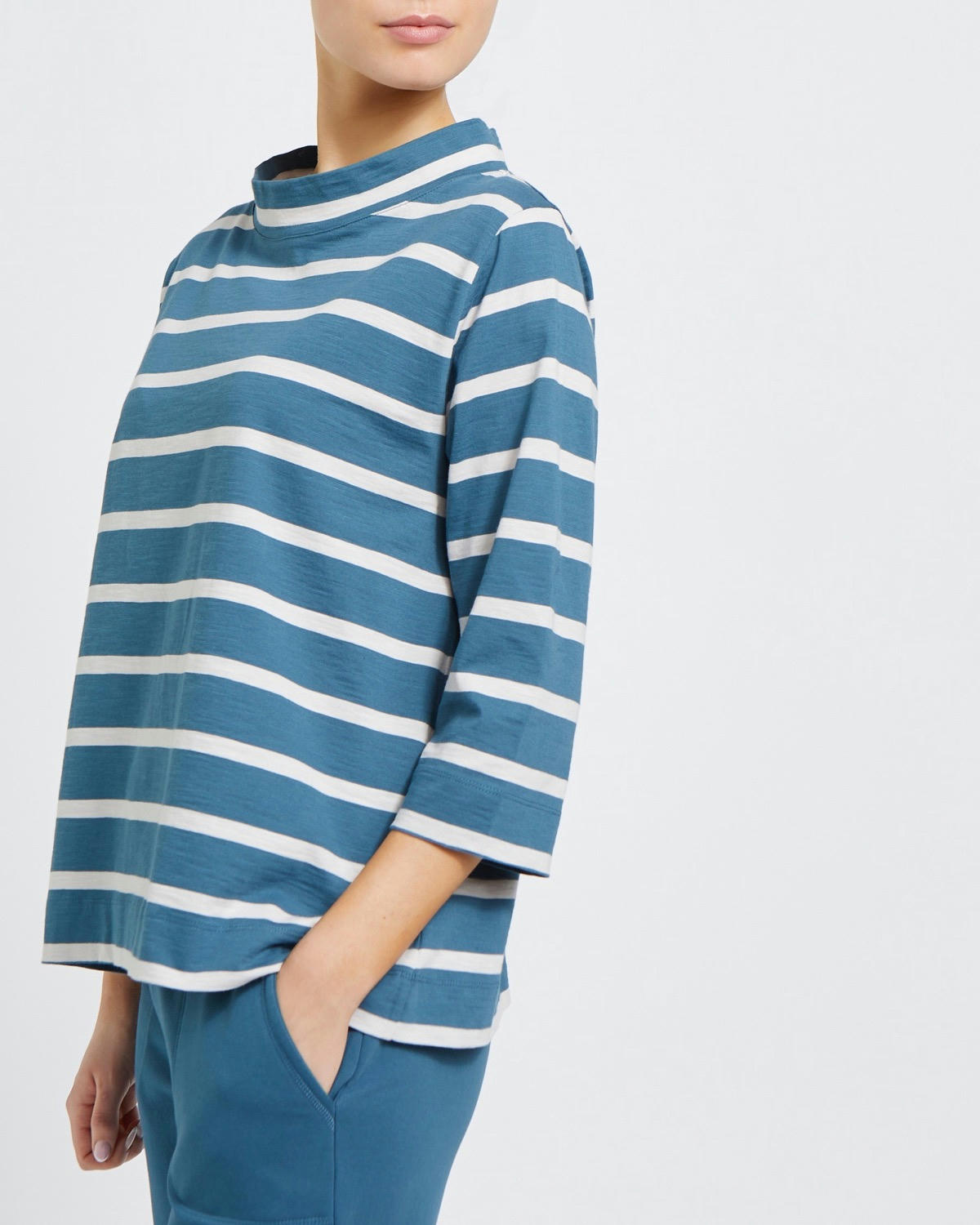 Carolyn Donnelly The Edit Funnel Neck Stripe Cotton Top