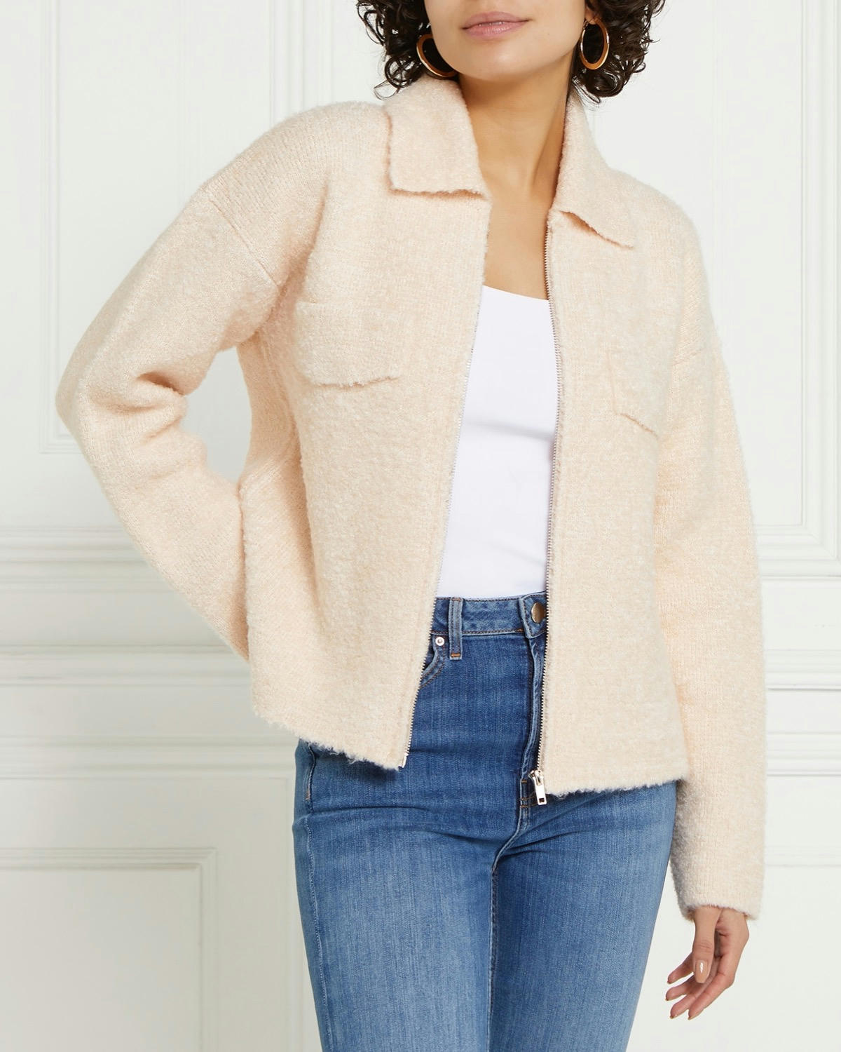 Gallery Boucle Zip Through Cardigan