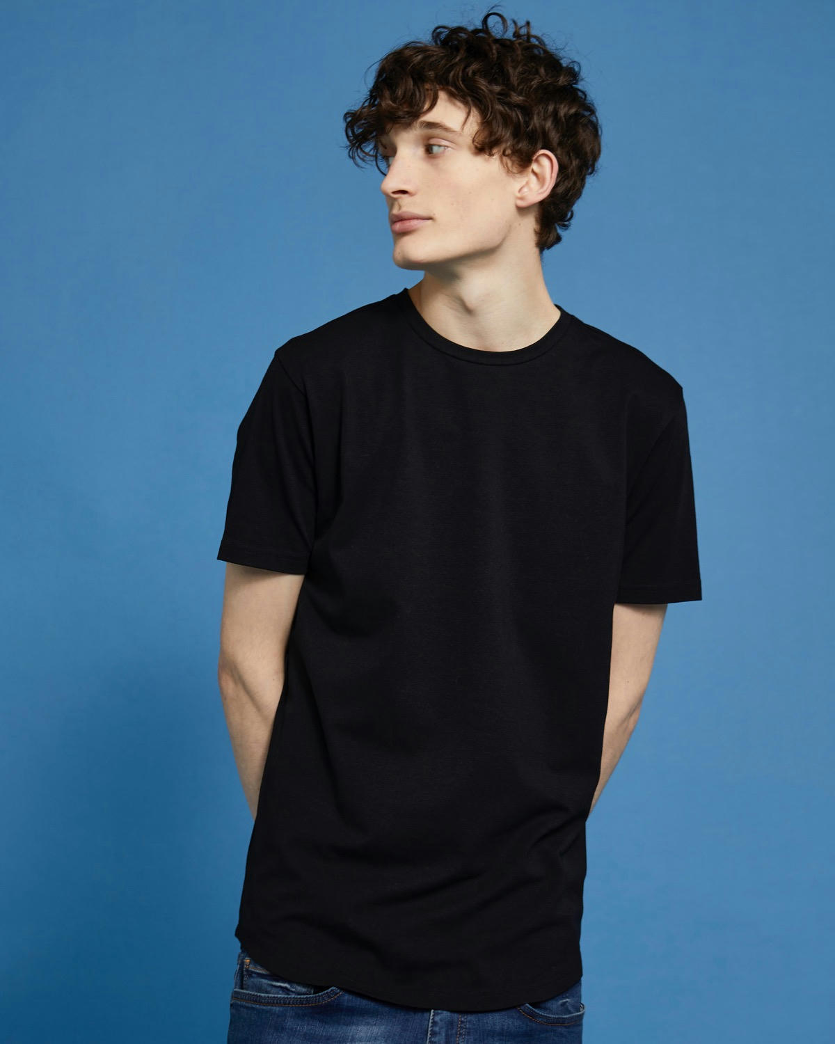 Paul Galvin Short-Sleeved Dipped Hem Stretch T-Shirt