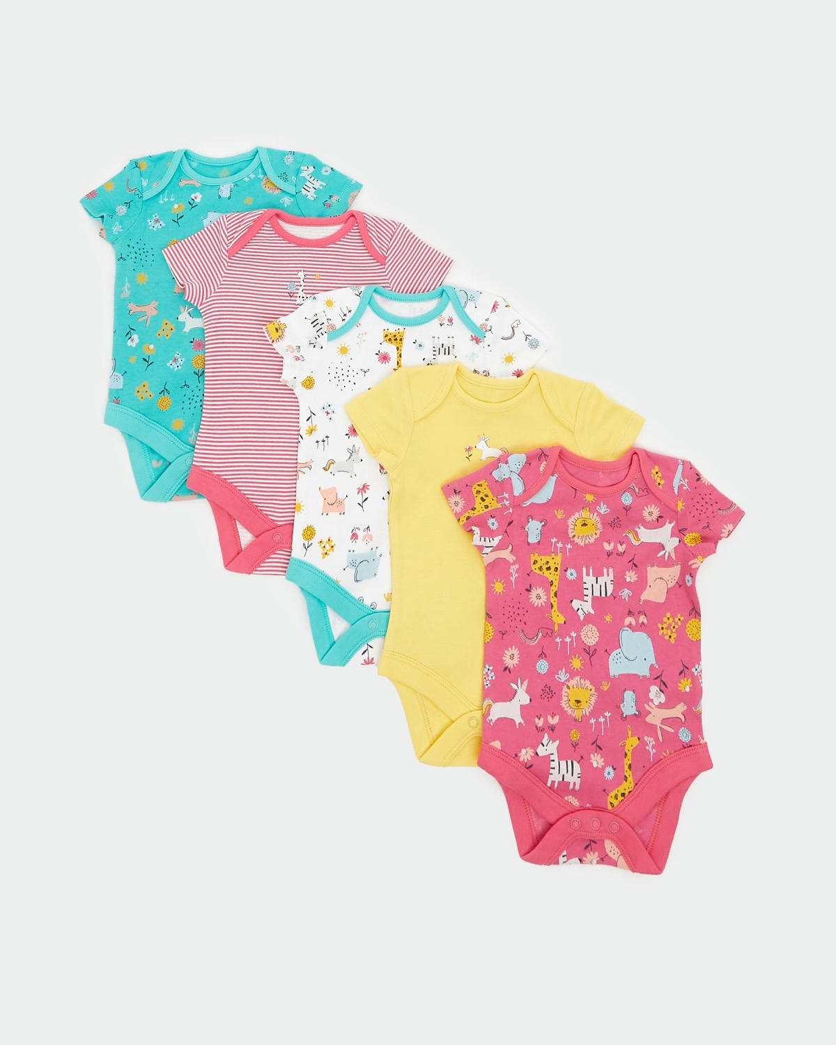 Cotton Short-Sleeved Bodysuits - Pack Of 5 (Newborn-3 Years)