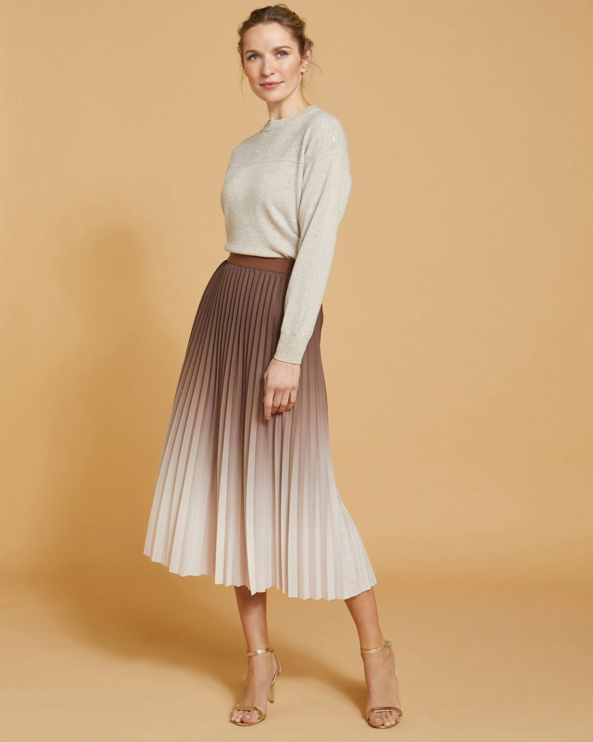 Paul Costelloe Living Studio Ombré Pleated Midi Skirt