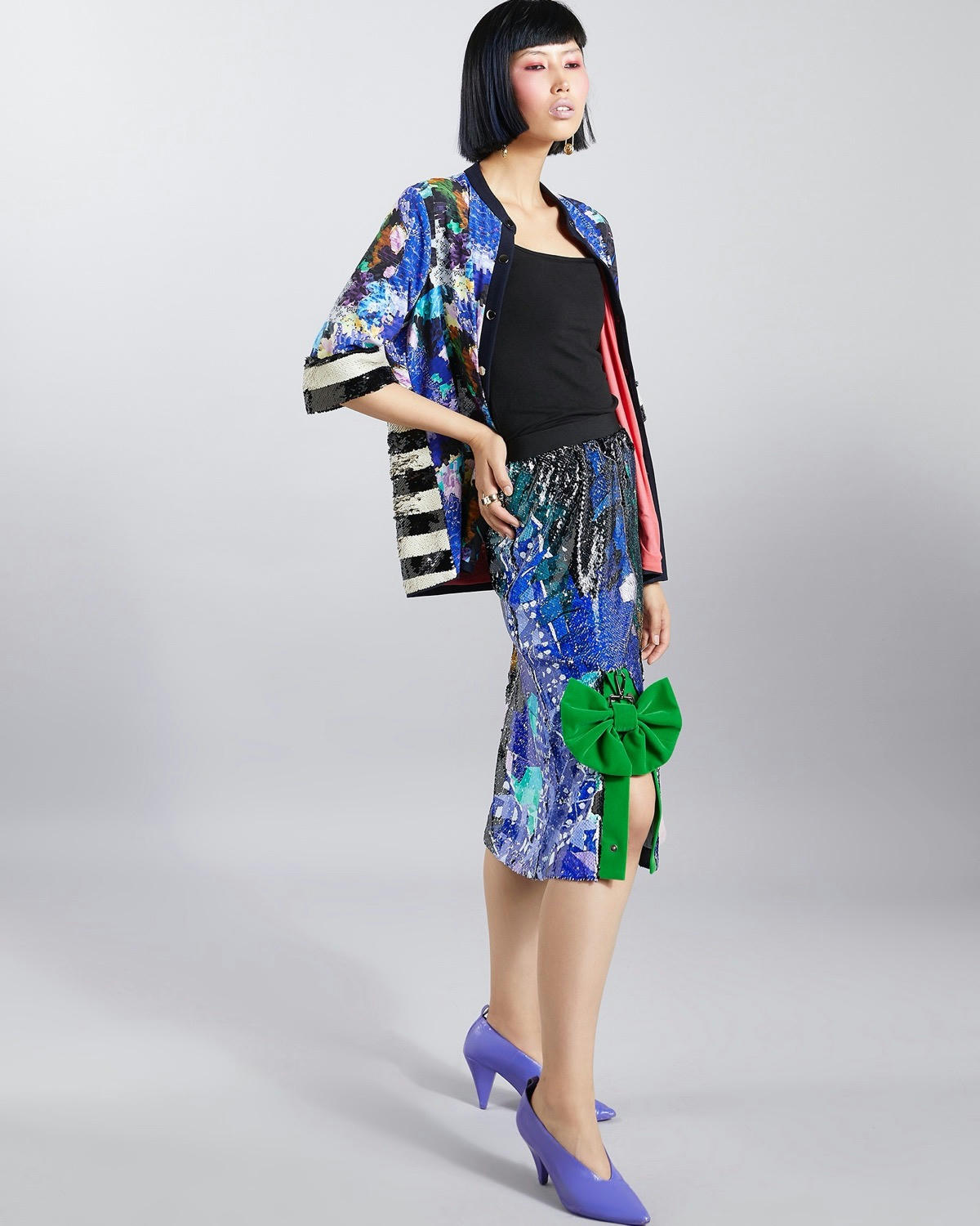 Joanne Hynes Sequin Skirt With Detachable Bow