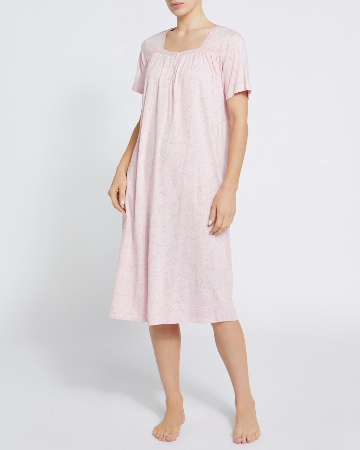 Lace Trim Traditional Nightdress