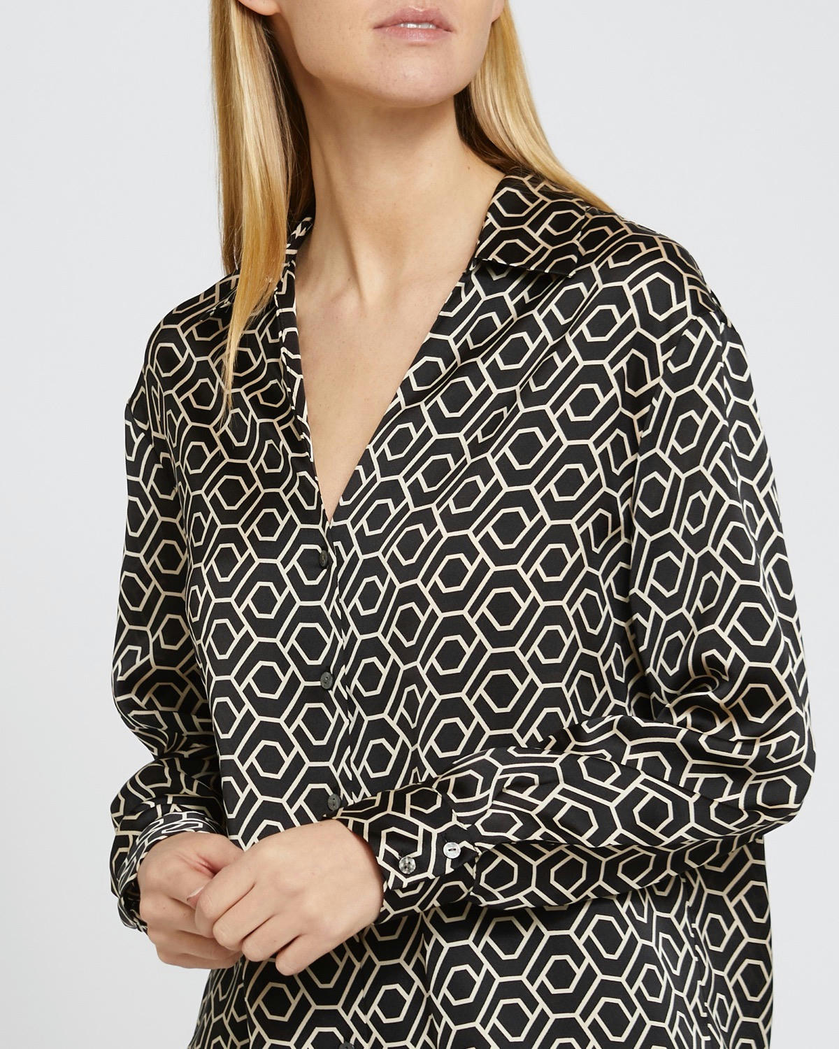 Geo Print Satin Shirt